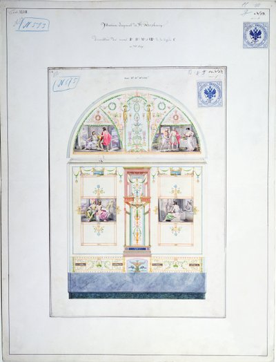تصميم جدارية للديرميتاج ، سانت بطرسبرغ ، c.1840 بواسطة ليو فون كلينزي