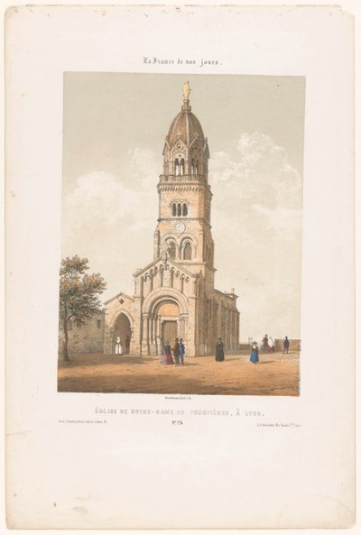Zicht op de Basilica Notre-Dame de Fourvière في ليون كنيسة نوتردام دي فورفيير في ليون (العنوان على الكائن) Hedendaags Frankrijk (عنوان المسلسل) فرنسا في الوقت الحاضر (عنوان المسلسل على الكائن) بواسطة يفسد