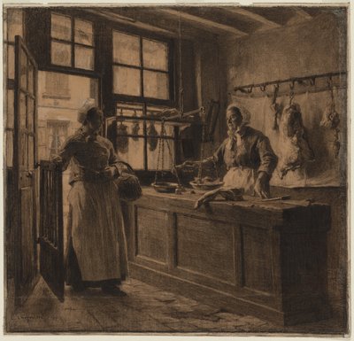داخل محل جزارة ، ج. 1881. بواسطة ليون أوغسطين ليرميت