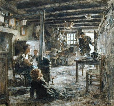 عائلة ، فونت داخلي (عودة الأب) 1887 (باستيل على ورق) بواسطة ليون أوغسطين ليرميت