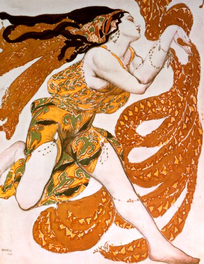 Bacchante ، تصميم الأزياء لإنتاج باليه روس لإنتاج Tcherepnins Narcisse ، 1911 بواسطة ليون باكست