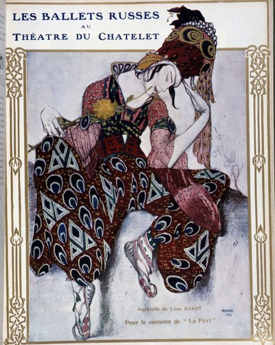 Les Ballets Russians au Theatre du Chatelet: زي لـ "La Peri" - ألوان مائية من Bakst، cov. في "" Comoedia Illustrated "" بواسطة ليون باكست