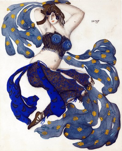 جارية. تصميم أزياء باليه شهرزاد من تصميم N.Rimsky-Korsakov - Bakst ، Leon (1866-1924) - 1910 - ألوان مائية ، غواش على ورق - 33x28 - مجموعة خاصة بواسطة ليون باكست