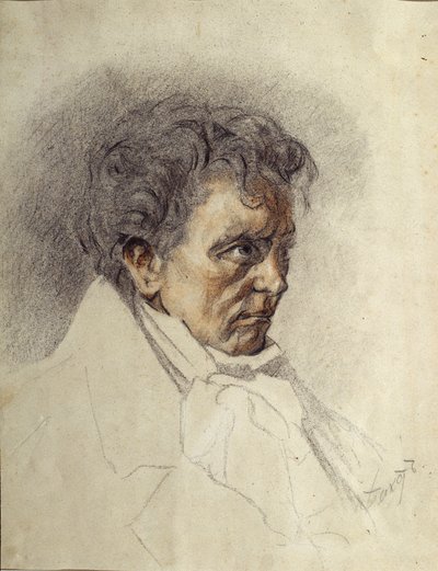 صورة شخصية لودفيج فان بيتهوفن (1770-1827) (لودفيج فان بيتهوفن). رسم ليون باكست (1866-1924). ألوان مائية وألوان باستيل على ورق ، 29.5 × 23.5 سم. الفن الروسي ، أواخر القرن التاسع عشر وأوائل القرن العشرين. متحف الدولة للفنون في جمهورية قيرغيزستان ، بيشكيك (قي بواسطة ليون باكست
