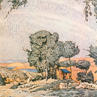 مجموعة تصميم للفصل الأول لهيلين أوف سبارتا ، تؤديه فرقة باليه إيدا روبنشتاين ، 1912 بواسطة ليون باكست