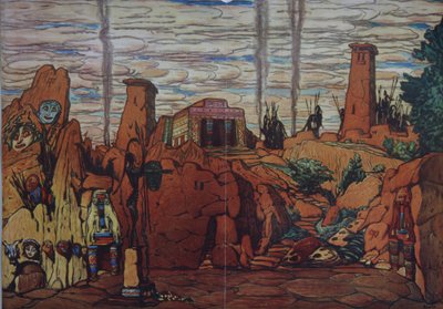تصميم المسرح للباليه Hélène de Sparte من قبل E. Verhaeren و D. de Séverac ، 1912 بواسطة ليون باكست