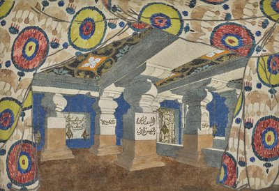 تصميم مسرحي لمسرح علاء الدين ، أو المصباح الرائع ، 1919. بواسطة ليون باكست