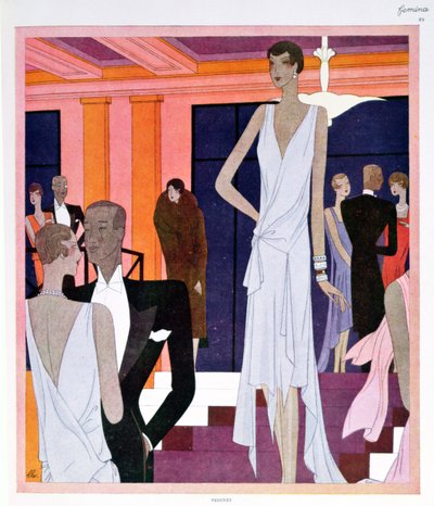 The Miramar at Cannes ، لوحة أزياء من مجلة Femina ، ديسمبر 1928 (لون ليثو) بواسطة ليون بينيني