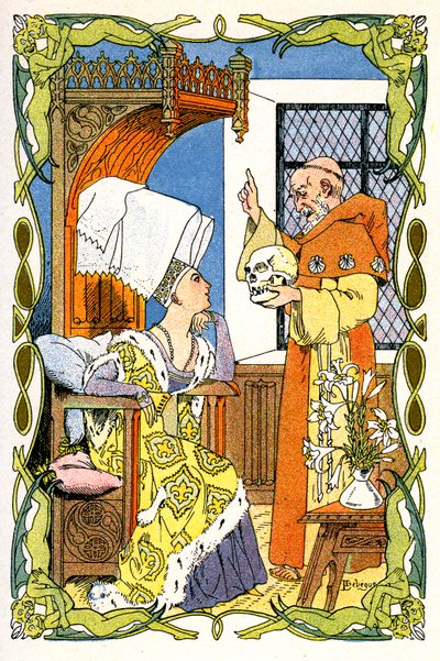 فرير جان توريلور حاضر في Dame Violante une tete de morte de mort بواسطة ليون ليبيجو