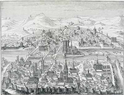 عرض منظور كبير لباريس عام 1607 ، بناءً على نقش ليونارد جوتييه. بواسطة ليونارد جوتييه