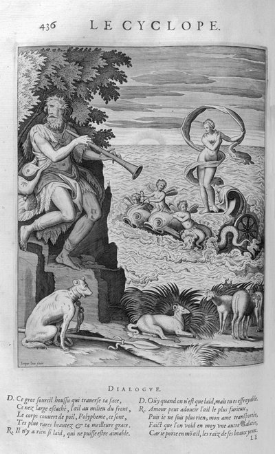 Polyphemus الابن العملاق لبوسيدون وتوسا في الأساطير اليونانية ، أحد العملاقين الموصوفين في الأوديسة بواسطة ليونارد جوتييه