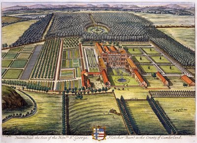 هوتون هول في مقاطعة كمبرلاند منقوش بواسطة يوهانس كيب (c.1652-1722) بواسطة ليونارد كينيف