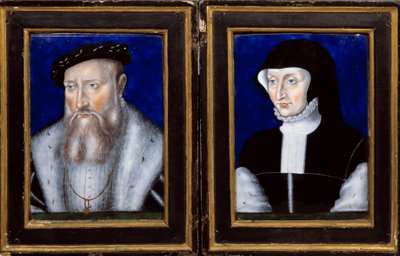 صورة لكلود دي لورين (1496-1550) ، دوق Guise وأنطوانيت من بوربون فاندوم (1494-1583) ، زوجته المينا التي رسمها ليونارد ليموزين (1505-1577) 1550 تقريبًا. شمس. 0،25x0،2 م إيكوين ، المتحف الوطني للنهضة بواسطة ليونارد ليموزين