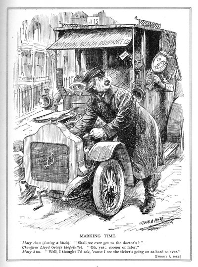 تأخر لويد جورج في أخذ المريض إلى الطبيب بموجب قانون التأمين الصحي الوطني ، 1913 بواسطة ليونارد رافين هيل
