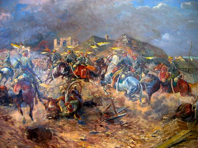 هجوم البولنديين Uhlans على البلاشفة بالقرب من Sloutsk ، 1919 '، 1920. بواسطة ليونارد وينتروفسكي