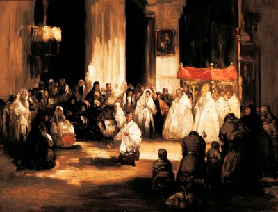 الله القدير (الله العظيم). لوحة ليوناردو ألنزا إي نييتو (1807-1845). مدريد. متحف رومانسي. بواسطة ليوناردو ألينزا