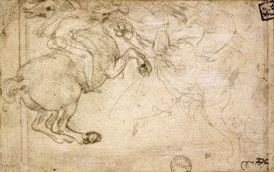 فارس في قتال مع غريفين ، القرن السادس عشر (silverpoint on paper) بواسطة ليوناردو دا فينشي