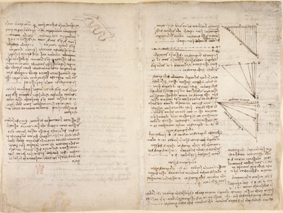 Arundel 263، f.216v، f.217 ملاحظات ورسومات من "Codex Arundel" (قلم وحبر على ورق) بواسطة ليوناردو دا فينشي