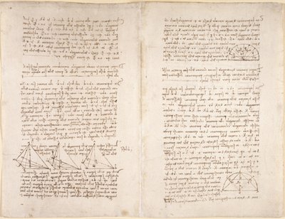 Arundel 263، f.218v، f.215 ملاحظات ورسوم بيانية من "Codex Arundel" (قلم وحبر على ورق) بواسطة ليوناردو دا فينشي