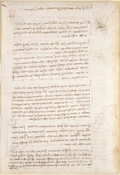 Arundel 263، f.25v ملاحظات ورسومات تقريبية عن التآكل الناجم عن الماء ، من "Codex Arundel" (قلم حبر وحبر على ورق) بواسطة ليوناردو دا فينشي