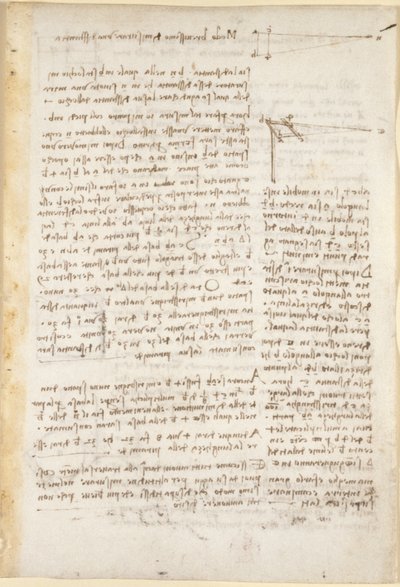 Arundel 263، f.26 ملاحظات ورسوم بيانية عن طريقة مختصرة لقياس المسافات ، من "Codex Arundel" (قلم وحبر على ورق) بواسطة ليوناردو دا فينشي