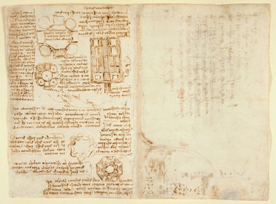 Arundel 263 f.270v ، f.263 ، رسومات ليوناردو دا فينيسي حول القوى والقوى الميكانيكية ، والإيقاع ، والجاذبية ، والحركة ، والبصريات ، وعلم الفلك ، مع مختلف المقترحات الحسابية والهندسية (القلم والحبر على الورق) بواسطة ليوناردو دا فينشي