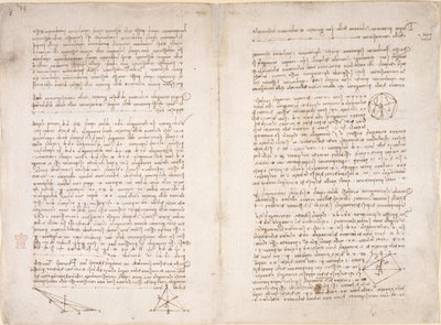 Arundel 263 ، ff.16v-17 ، ملاحظات ومخططات ليوناردو دافنشي من "Codex Arundel" (قلم وحبر على ورق) بواسطة ليوناردو دا فينشي