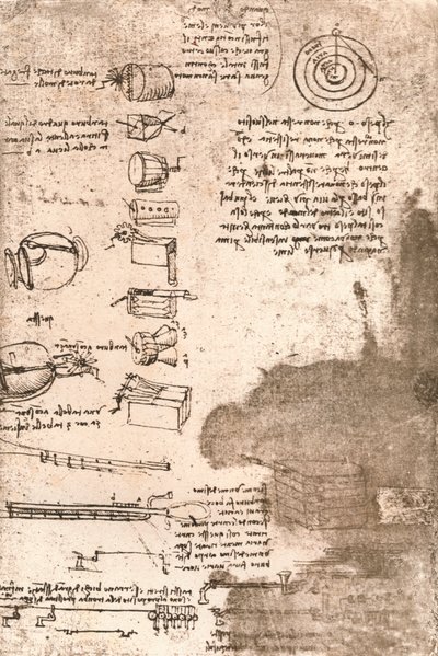 رسم الآلات الموسيقية وغيرها من الأشياء ، c1472-c1519 1883 بواسطة ليوناردو دا فينشي