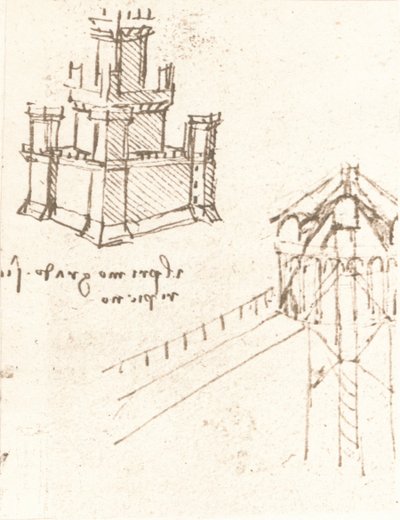 رسم مشاريع للقلاع والفيلات c1472-c1519 1883 بواسطة ليوناردو دا فينشي