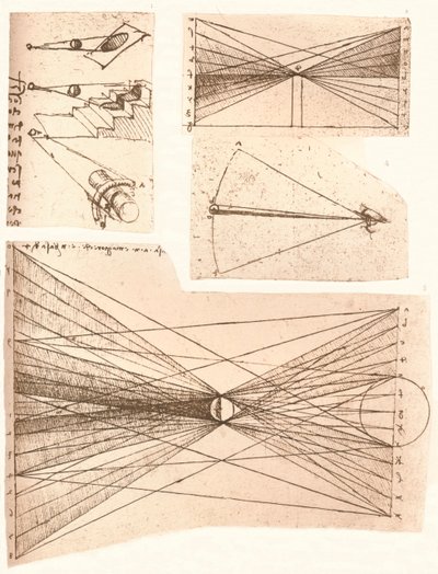 أربعة مخططات توضح نظرية الضوء والظل c1472-c1519 1883. بواسطة ليوناردو دا فينشي