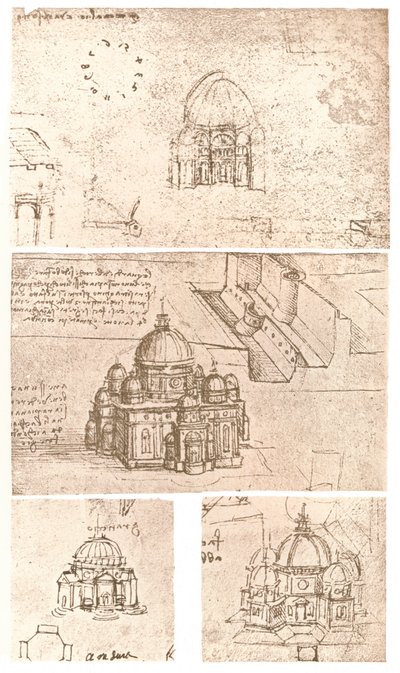 أربعة رسومات للعمارة الكنسية ، c1472-c1519 1883 بواسطة ليوناردو دا فينشي