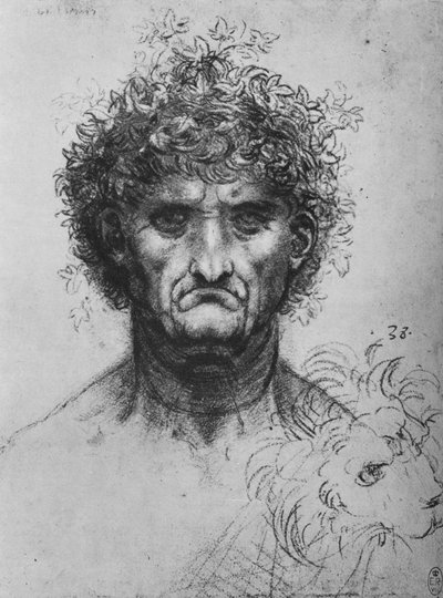 الوجه الكامل لرجل عجوز يرتدي إكليل ، c1480 1945 بواسطة ليوناردو دا فينشي