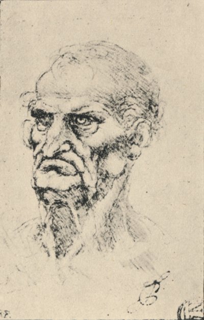 رأس رجل يبلغ من العمر ثلاثة أرباع إلى اليسار ، c1480 1945 بواسطة ليوناردو دا فينشي
