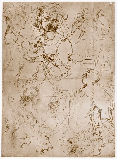 راكع مادونا مع الطفل وسانت جون 1478-1480 بواسطة ليوناردو دا فينشي