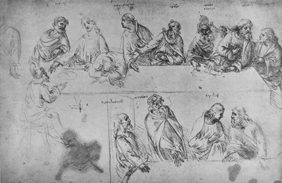 دراسات عن العشاء الأخير ، c1480 1945 بواسطة ليوناردو دا فينشي