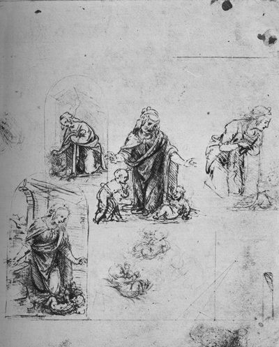 دراسات للعذراء العذراء للمسيح ، c1480 1945 بواسطة ليوناردو دا فينشي