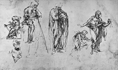 دراسات الأشكال الفردية والملف الشخصي ، c1480 1945 بواسطة ليوناردو دا فينشي