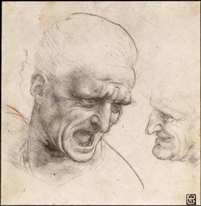 دراسة محاربين "يتوجهان لمعركة Anghiari ، 1504-05 بواسطة ليوناردو دا فينشي