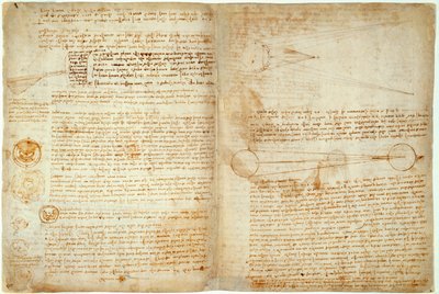 The Codex Hammer أو Codex Leicester ، الصفحات 48-51 ، 1508-12 بواسطة ليوناردو دا فينشي