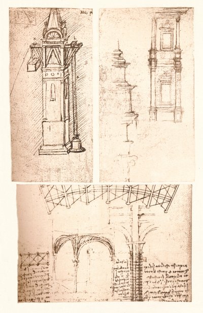 ثلاثة رسومات معمارية ، c1472-c1519 1883 بواسطة ليوناردو دا فينشي