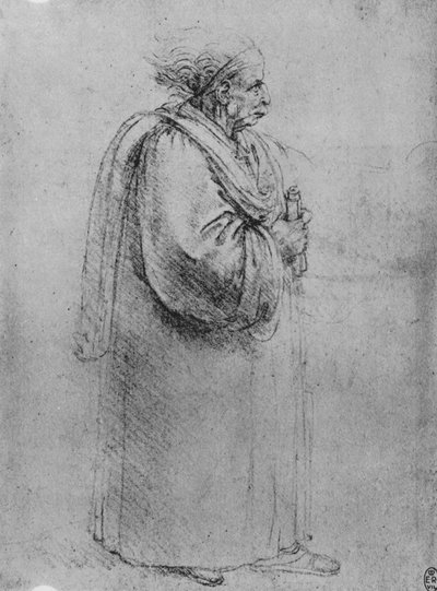 الطول الكامل لرجل عجوز في الملف الشخصي إلى اليمين ، c1480 1945 بواسطة ليوناردو دا فينشي