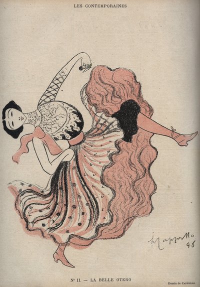 صورة لكارولين (لا بيل) أوتيرو (1868-1965) ، راقصة ومومسة إسبانية - رسم بواسطة ليونيتو كابيلو (1875-1942) في "The Rire" عام 1898 بواسطة ليونيتو كابيلو