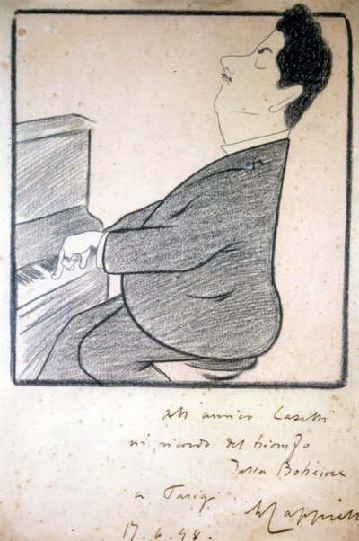 صورة لجياكومو بوتشيني (1858-1924) ، الملحن الإيطالي. رسم كاريكاتوري لليونيتو كابيلو. بواسطة ليونيتو كابيلو