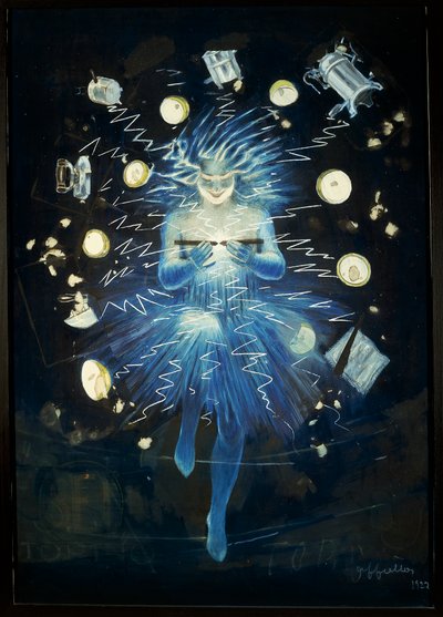 Sketch of advertisement for electrical device, by Leonetto Cappiello, pastel drawing بواسطة ليونيتو كابيلو