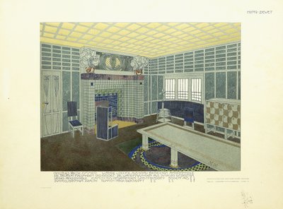 غرفة الطعام ، فيينا ، c.1901 (الطباعة الحجرية الملونة) بواسطة ليوبولد باور