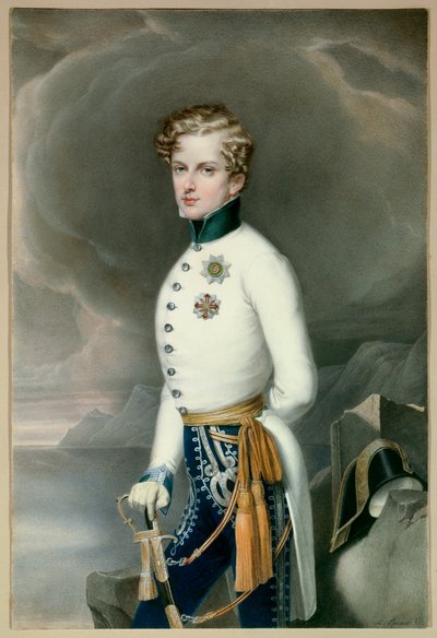 ملك روما وأمير بارما نابليون الثاني ، دوق رايششتات (1811-1832) ابن الإمبراطور نابليون الأول (1769-1821) بالزي العسكري بصفته مقدمًا لكتيبة غوستاف برينس أوف واسا نقش ليوبولد بوشر (1797-1858) 1832 خافت. 0،33x0،22 م مالمايس بواسطة ليوبولد بوشر