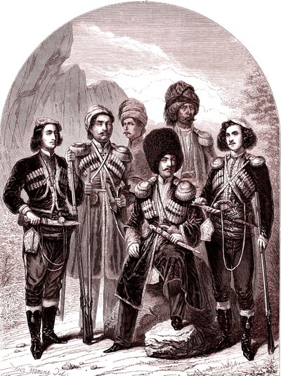 منطقة القوقاز وجورجيا.روسيا عام 1865. (نقش) بواسطة ليوبولد فلامنج