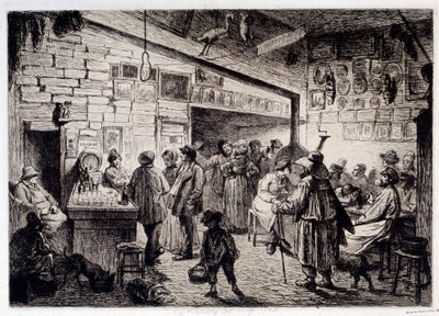 منظر داخلي لكاباريه دو رابيت بلان "هدم عام 1860" نقش ليوبولد فلامينج (1831-1911) 1863 باريس ، متحف كارنافالي بواسطة ليوبولد فلامنج