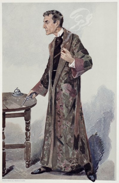 شيرلوك هولمز ، كارتون من Vanity Fair للممثل William Gillette ، 1907 بواسطة ليزلي ماثيو وارد