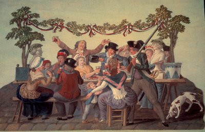 الثورة الفرنسية عام 1789: "الوجبة الجمهورية". Gouache des freres Lesueur (القرن الثامن عشر) بواسطة الإخوة ليسويور